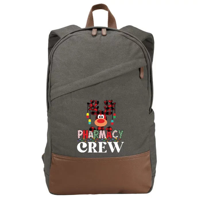 Funny Red Plaid Reindeer Pharmacy Crew Christmas Cotton Canvas Backpack