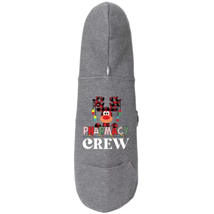 Funny Red Plaid Reindeer Pharmacy Crew Christmas Doggie 3-End Fleece Hoodie