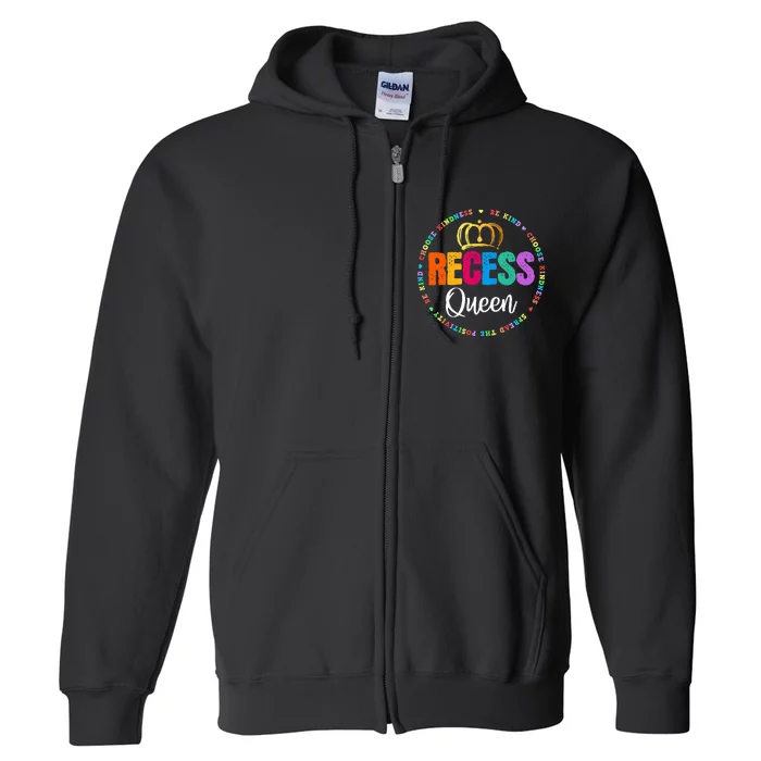 Funny Recess Queen Crew School Teachers Students Monitor Full Zip Hoodie