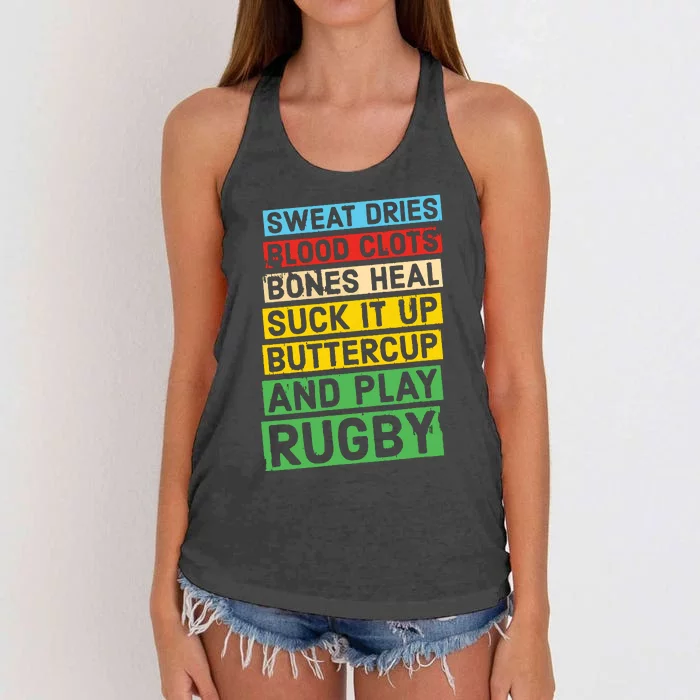 Funny Rugby Quote Play Rugby Women's Knotted Racerback Tank