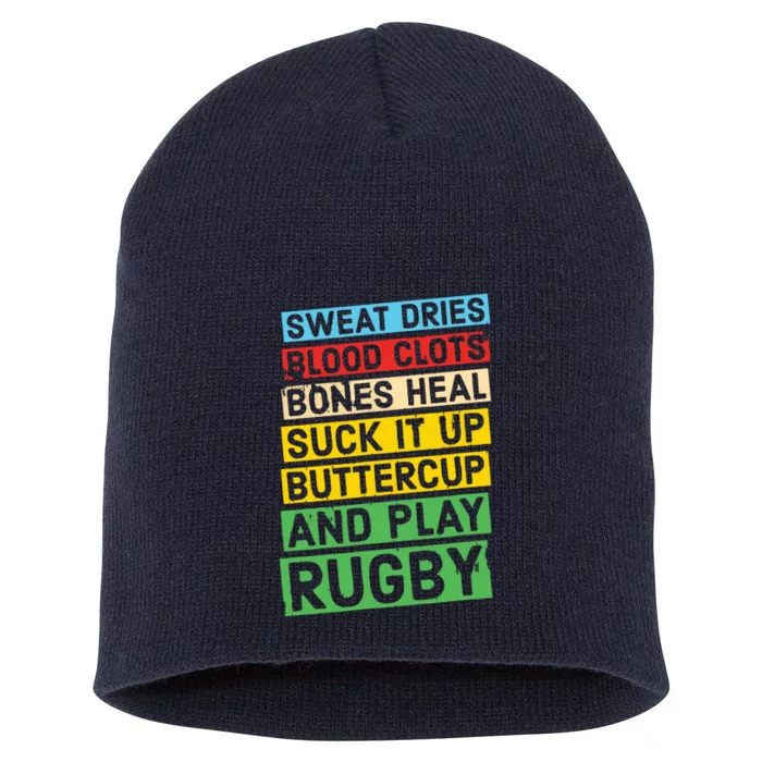 Funny Rugby Quote Play Rugby Short Acrylic Beanie