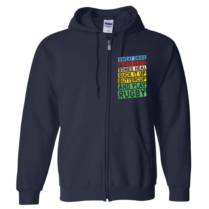 Funny Rugby Quote Play Rugby Full Zip Hoodie