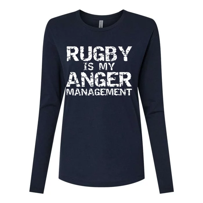 Funny Rugby Quote Vintage Gift Rugby Is My Anger Management Womens Cotton Relaxed Long Sleeve T-Shirt