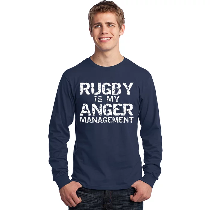 Funny Rugby Quote Vintage Gift Rugby Is My Anger Management Long Sleeve Shirt