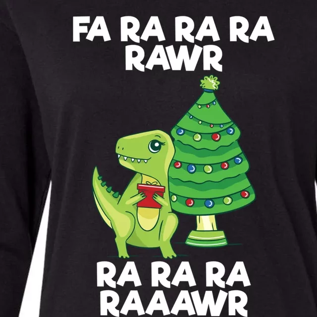 Fa Ra Rawr Christmas Tyrannosaurus Rex Xmas Santa Hat Cute Gift Womens Cotton Relaxed Long Sleeve T-Shirt