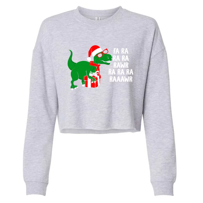 Fa Ra Rawr Christmas Tyrannosaurus Rex Xmas Santa Hat Cute Gift Cropped Pullover Crew