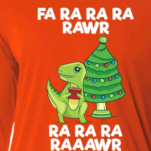 Fa Ra Rawr Christmas Tyrannosaurus Rex Xmas Santa Hat Gift Cooling Performance Long Sleeve Crew