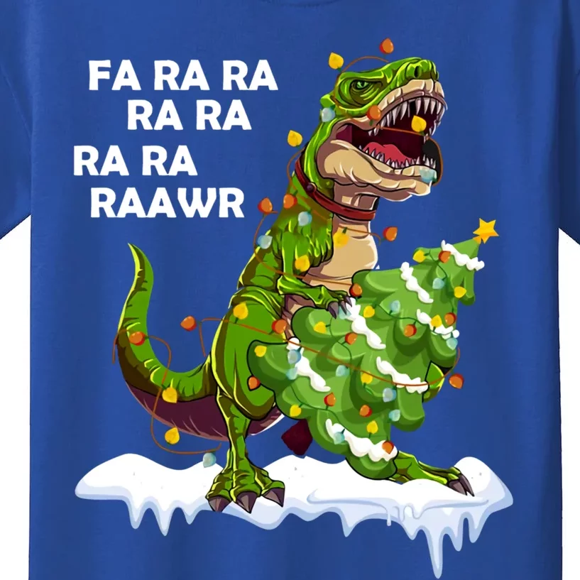 Fa Ra Rawr Christmas Trex Funny Santa Dinosaur Gift Tee Gift Kids T-Shirt