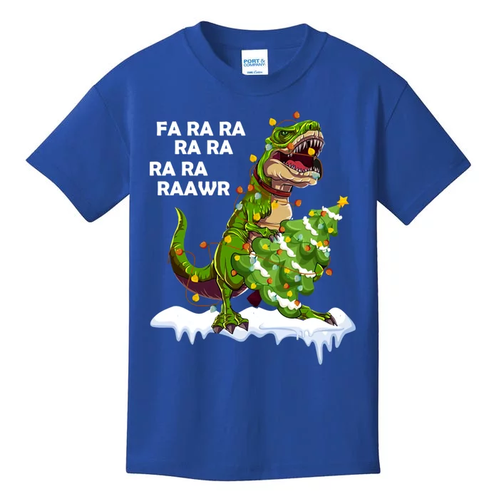 Fa Ra Rawr Christmas Trex Funny Santa Dinosaur Gift Tee Gift Kids T-Shirt