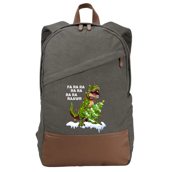 Fa Ra Rawr Christmas Trex Funny Santa Dinosaur Gift Tee Gift Cotton Canvas Backpack