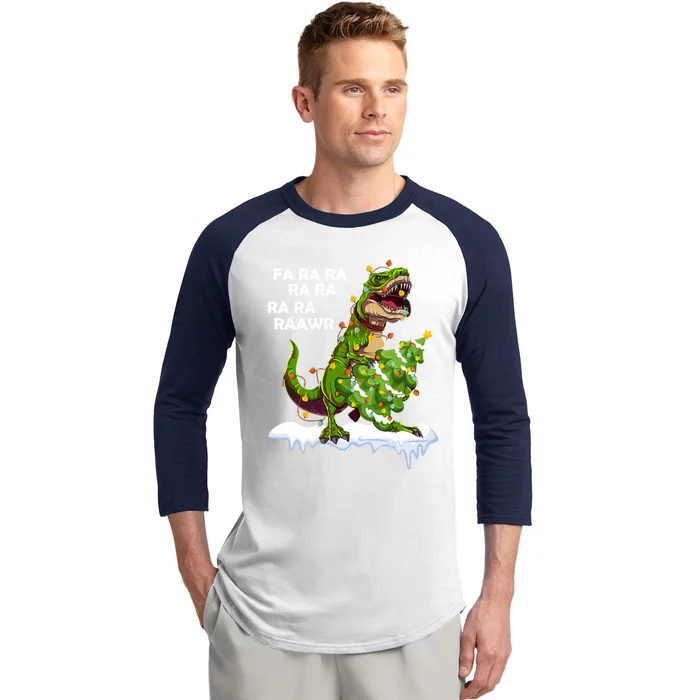 Fa Ra Rawr Christmas Trex Funny Santa Dinosaur Gift Tee Gift Baseball Sleeve Shirt