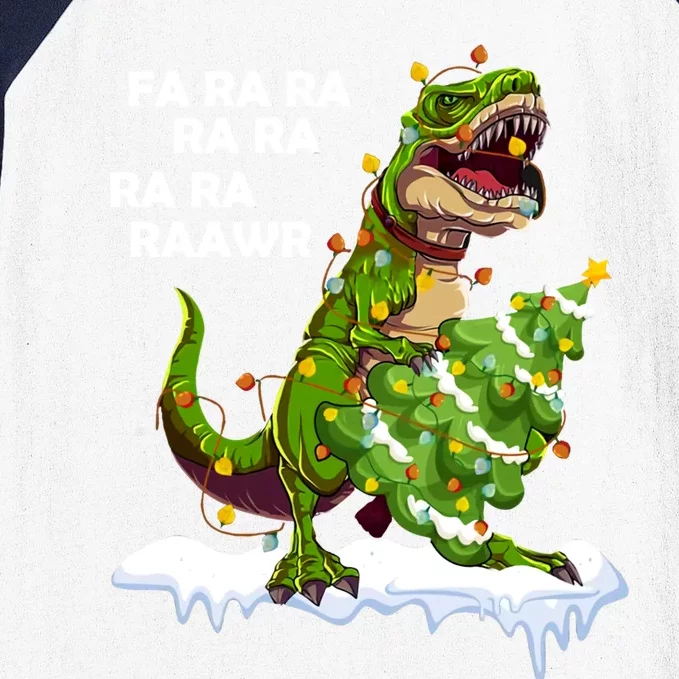 Fa Ra Rawr Christmas Trex Funny Santa Dinosaur Gift Tee Gift Baseball Sleeve Shirt