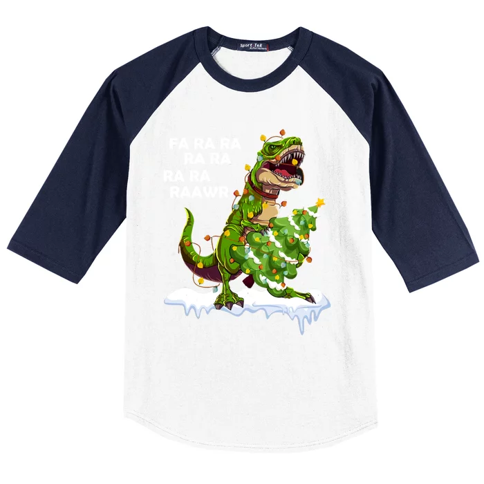 Fa Ra Rawr Christmas Trex Funny Santa Dinosaur Gift Tee Gift Baseball Sleeve Shirt