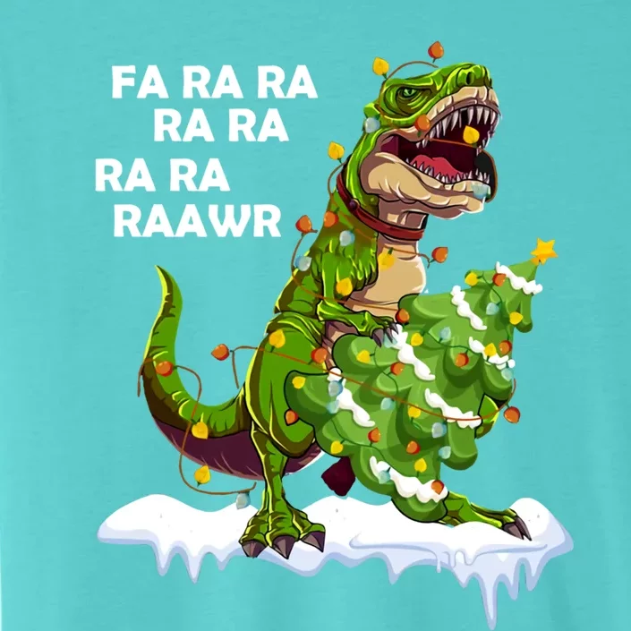 Fa Ra Rawr Christmas Trex Funny Santa Dinosaur Gift Tee Gift ChromaSoft Performance T-Shirt