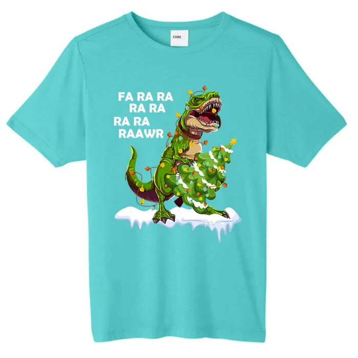 Fa Ra Rawr Christmas Trex Funny Santa Dinosaur Gift Tee Gift ChromaSoft Performance T-Shirt