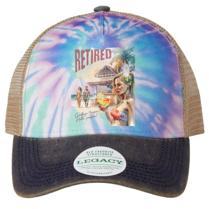 Funny Retired Retirement Gift Goodbye Tension Legacy Tie Dye Trucker Hat