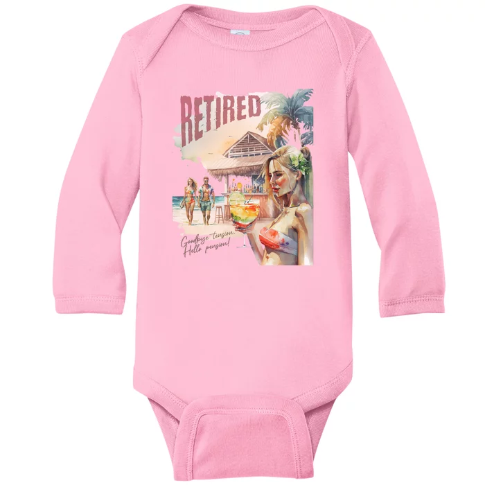 Funny Retired Retirement Gift Goodbye Tension Baby Long Sleeve Bodysuit