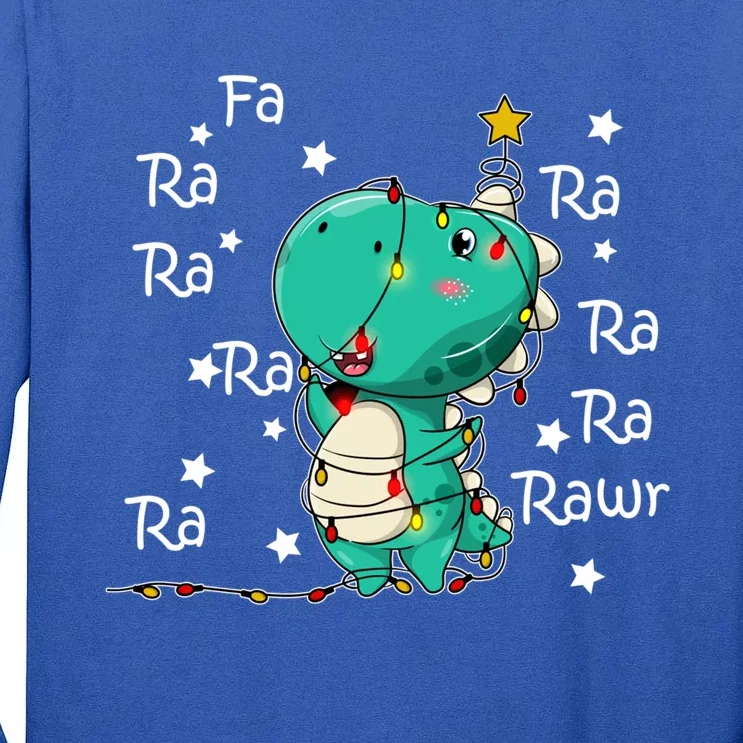 Fa Ra Rawr T Rex Santa Christmas Carol Funny Dinosaur Xmas Funny Gift Tall Long Sleeve T-Shirt