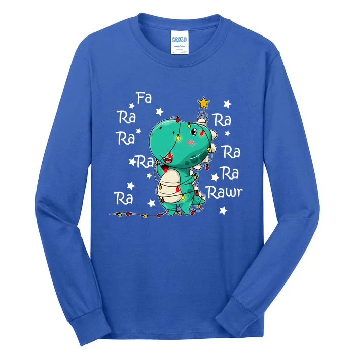 Fa Ra Rawr T Rex Santa Christmas Carol Funny Dinosaur Xmas Funny Gift Tall Long Sleeve T-Shirt