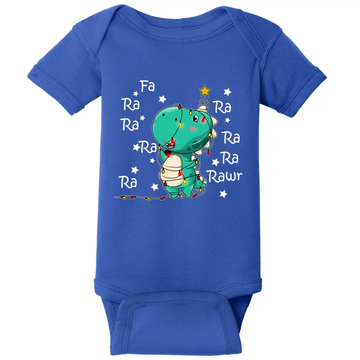 Fa Ra Rawr T Rex Santa Christmas Carol Funny Dinosaur Xmas Funny Gift Baby Bodysuit