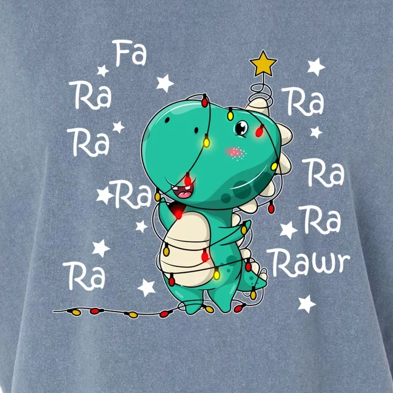 Fa Ra Rawr T Rex Santa Christmas Carol Funny Dinosaur Xmas Funny Gift Garment-Dyed Women's Muscle Tee