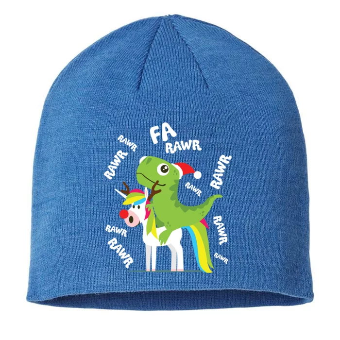 Fa Ra Rawr Tmeaningful Giftrex Dinosaur Riding Reindeer Unicorn Christmas Gift 8 1/2in Sustainable Knit Beanie