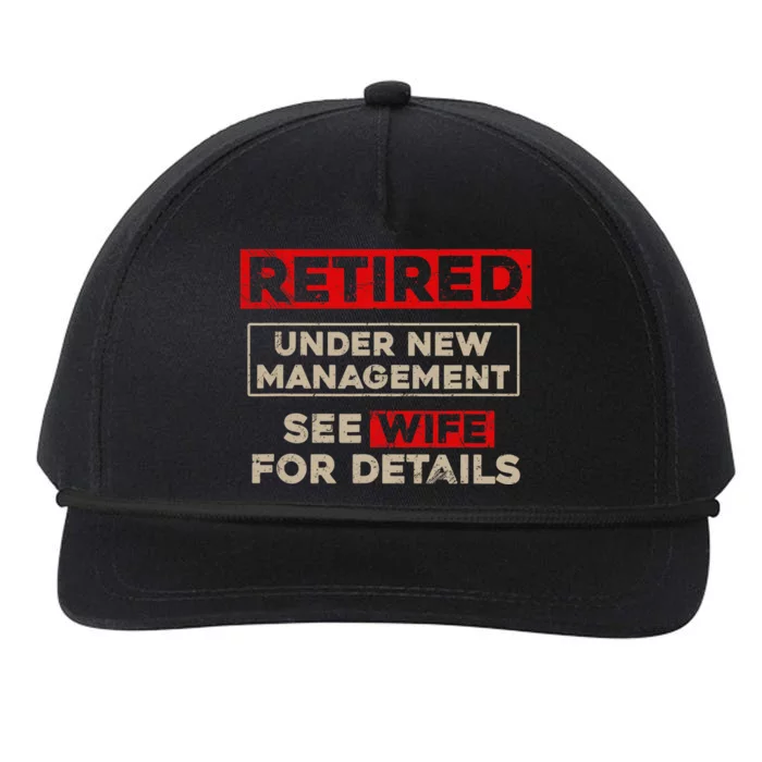 Funny Retirement Retired Under New Management Snapback Five-Panel Rope Hat