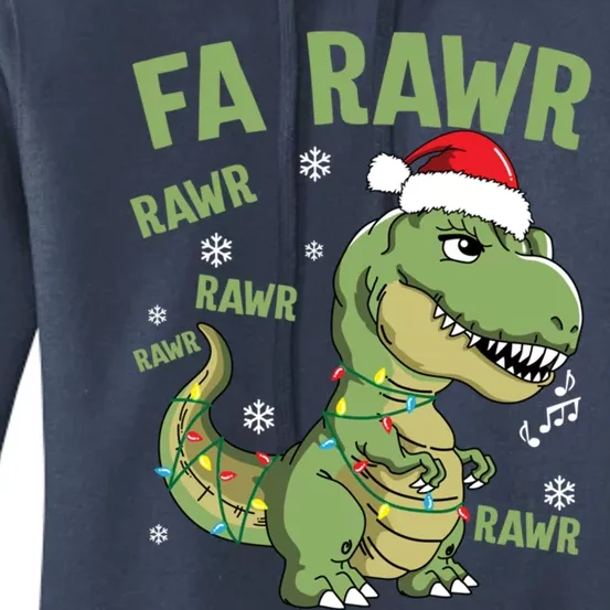 Fa Ra Ra Rawr Santa Hat T Rex Dinosaur Family Christmas Gift Women's Pullover Hoodie