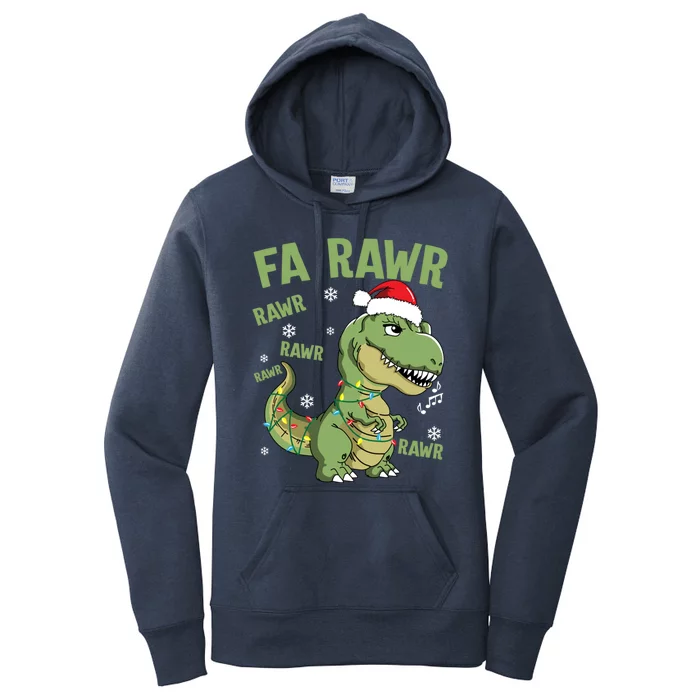 Fa Ra Ra Rawr Santa Hat T Rex Dinosaur Family Christmas Gift Women's Pullover Hoodie