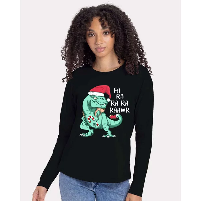 Fa Ra Ra Ra Raawr Christmas T Rex Dinosaur Womens Cotton Relaxed Long Sleeve T-Shirt