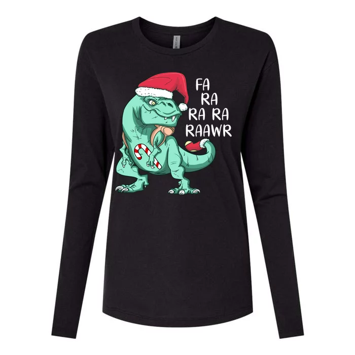 Fa Ra Ra Ra Raawr Christmas T Rex Dinosaur Womens Cotton Relaxed Long Sleeve T-Shirt