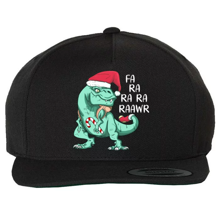 Fa Ra Ra Ra Raawr Christmas T Rex Dinosaur Wool Snapback Cap