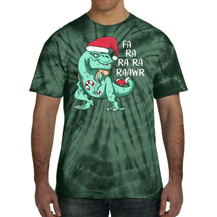 Fa Ra Ra Ra Raawr Christmas T Rex Dinosaur Tie-Dye T-Shirt