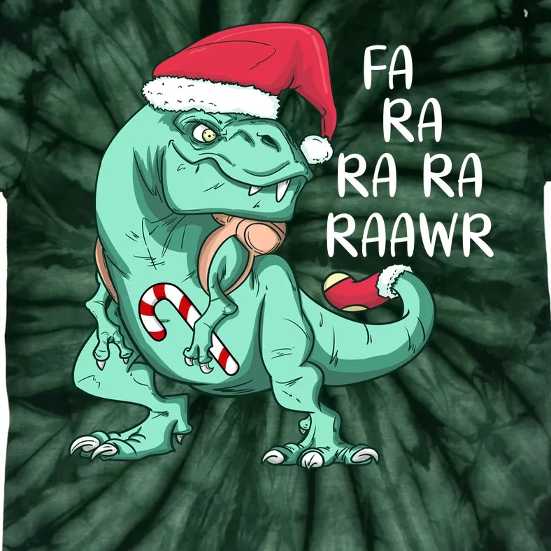 Fa Ra Ra Ra Raawr Christmas T Rex Dinosaur Tie-Dye T-Shirt