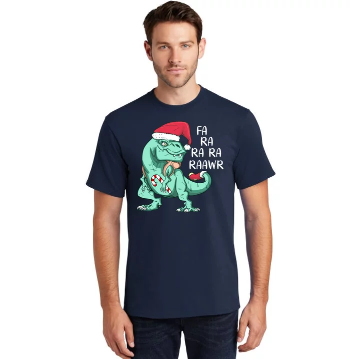 Fa Ra Ra Ra Raawr Christmas T Rex Dinosaur Tall T-Shirt