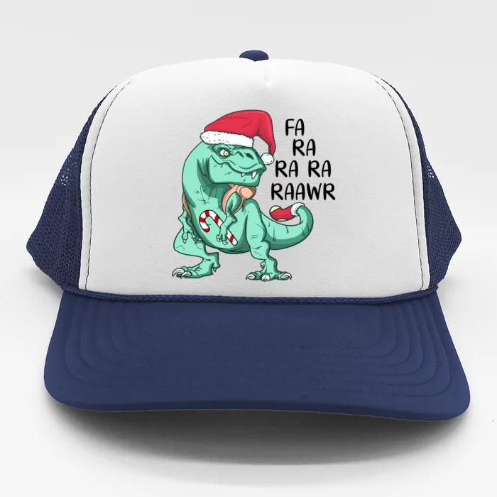 Fa Ra Ra Ra Raawr Christmas T Rex Dinosaur Trucker Hat