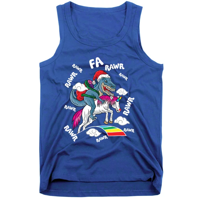 Fa Ra Rawr Tgreat Giftrex Dinosaur Riding Reindeer Unicorn Christmas Gift Tank Top