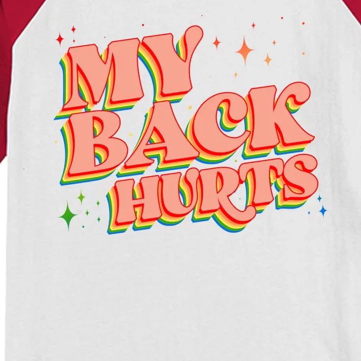 Funny Retro Rainbow My Back Hurts Kids Colorblock Raglan Jersey