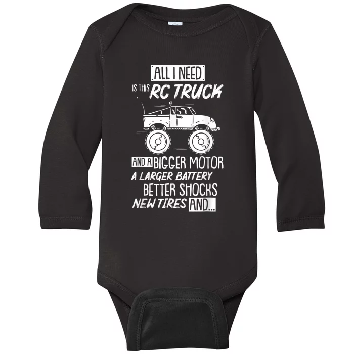 Funny RC Racing RC Truck Radio Controlled RC Car Saying Baby Long Sleeve Bodysuit