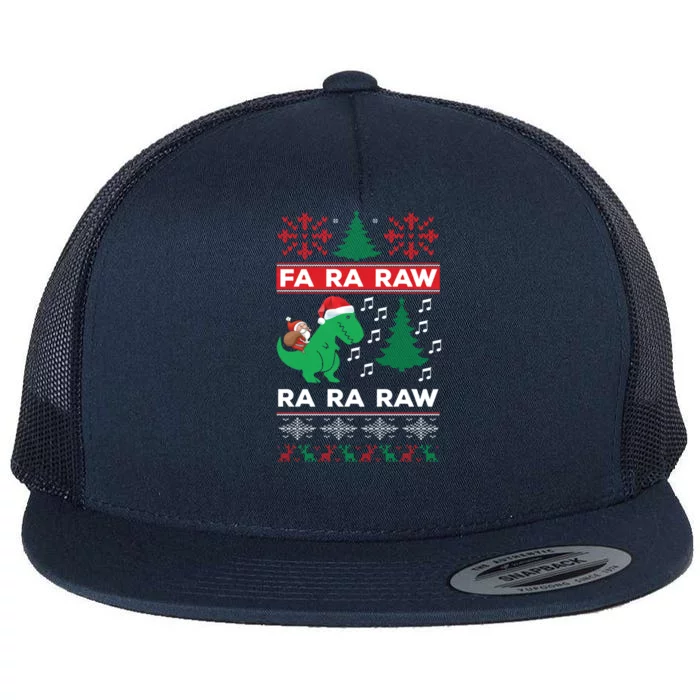 Fa Ra Rawr Funny Trex Dinosaur Christmas Cool Gift Flat Bill Trucker Hat