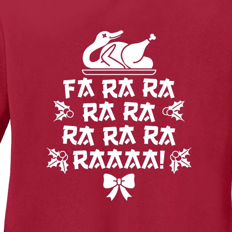 Fa Ra Ra Christmas Duck Ladies Long Sleeve Shirt