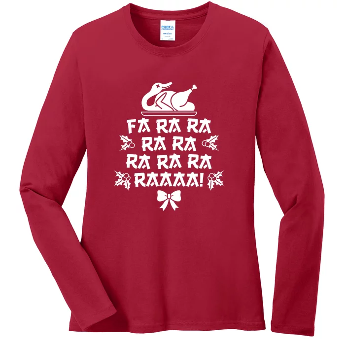 Fa Ra Ra Christmas Duck Ladies Long Sleeve Shirt