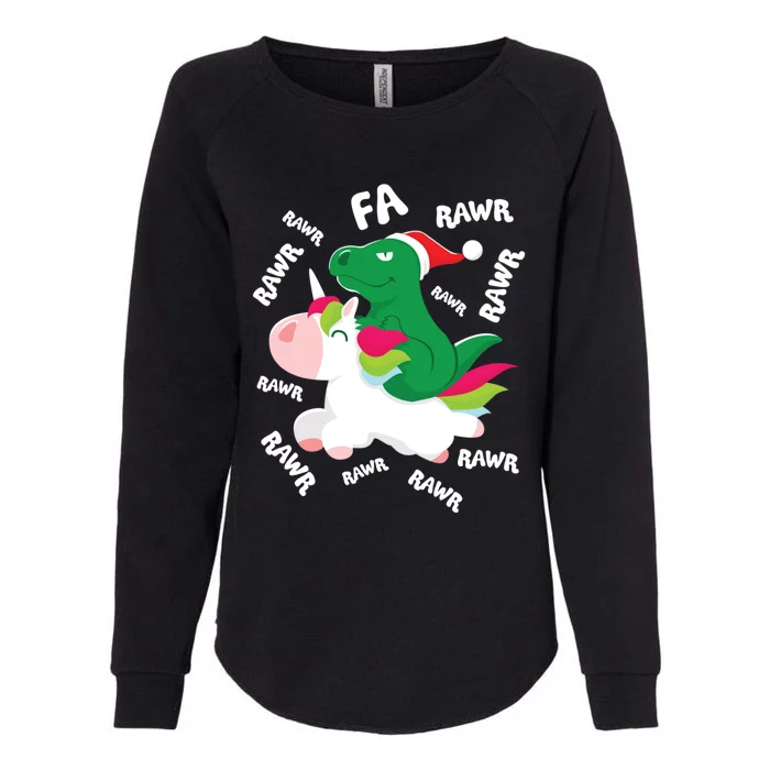 Fa Ra Rawr Trex Dinosaur Riding Reindeer Unicorn Christmas Gift Womens California Wash Sweatshirt