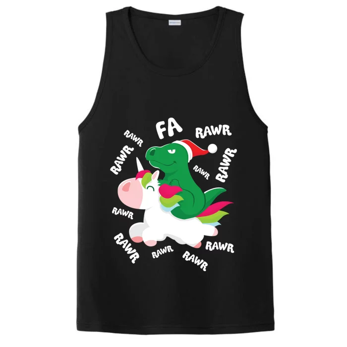 Fa Ra Rawr Trex Dinosaur Riding Reindeer Unicorn Christmas Gift Performance Tank