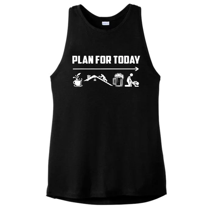 Funny Roofing Roofer Plan For Today Coffee Roofing Beer Ladies Tri-Blend Wicking Tank