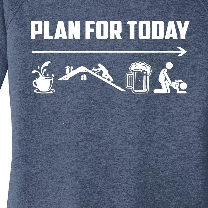 Funny Roofing Roofer Plan For Today Coffee Roofing Beer Women's Perfect Tri Tunic Long Sleeve Shirt