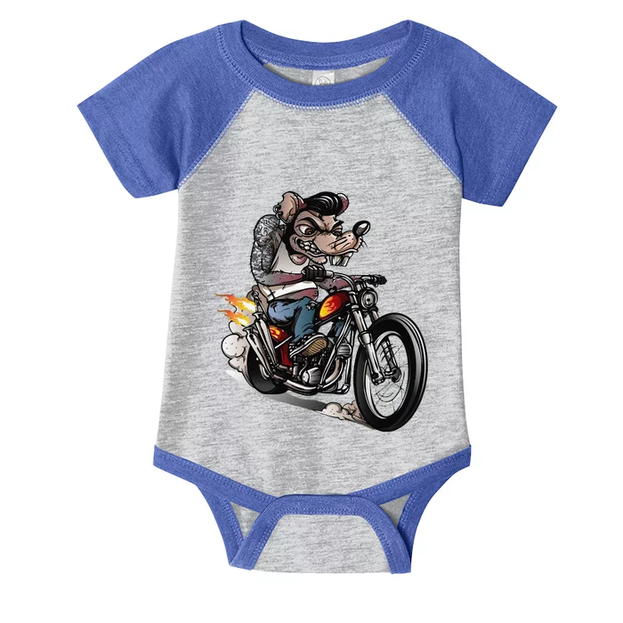 Funny Rockabilly Rats Riding A Bike Infant Baby Jersey Bodysuit