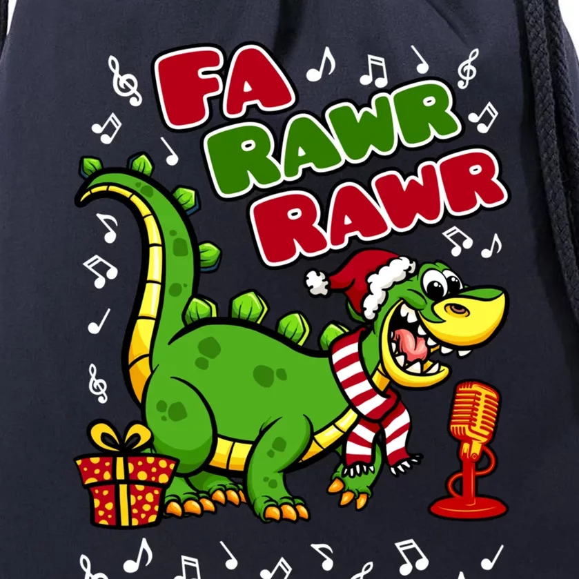 Fa Rawr Rawr Gift Funny Xmas Santa Hat Dinosaur Christmas Gift Drawstring Bag