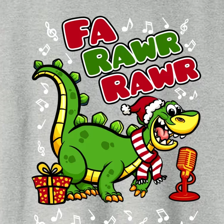 Fa Rawr Rawr Gift Funny Xmas Santa Hat Dinosaur Christmas Gift Women's Crop Top Tee