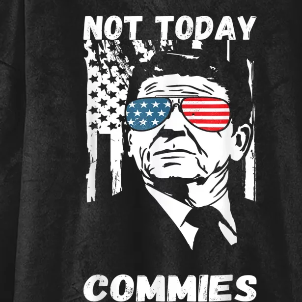 Funny Ronald Reagan Not Today Commie Political Humor Hooded Wearable Blanket